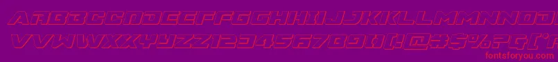 Supercommando3Dital-Schriftart – Rote Schriften auf violettem Hintergrund