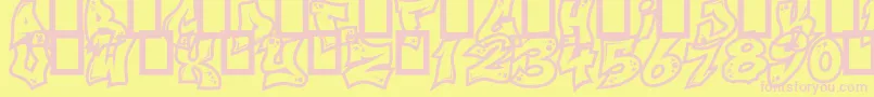NextCustom-fontti – vaaleanpunaiset fontit keltaisella taustalla