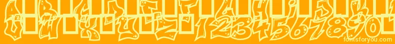NextCustom-Schriftart – Gelbe Schriften auf orangefarbenem Hintergrund
