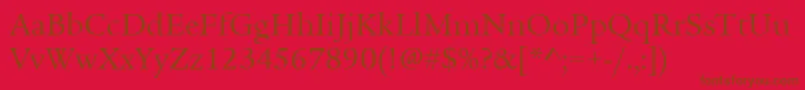 ItcLegacySerifLtBook-Schriftart – Braune Schriften auf rotem Hintergrund