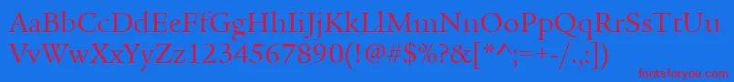 ItcLegacySerifLtBook Font – Red Fonts on Blue Background