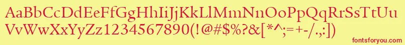 ItcLegacySerifLtBook Font – Red Fonts on Yellow Background