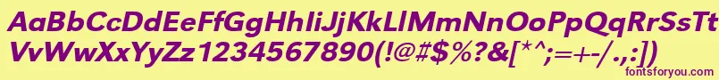 UrwgrotesktmedwidOblique Font – Purple Fonts on Yellow Background