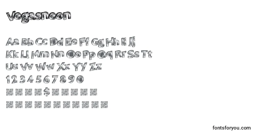 Fuente Vegasneon - alfabeto, números, caracteres especiales