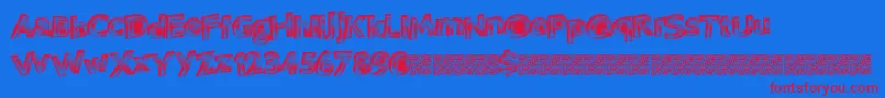 Vegasneon-Schriftart – Rote Schriften auf blauem Hintergrund