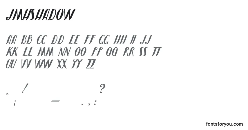 A fonte JmhShadow (106198) – alfabeto, números, caracteres especiais