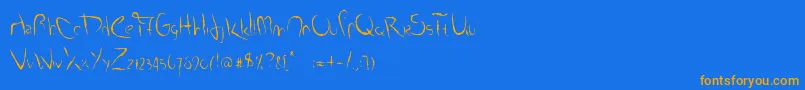 SmudgedAlphabet-Schriftart – Orangefarbene Schriften auf blauem Hintergrund