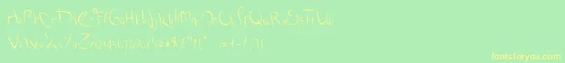 SmudgedAlphabet Font – Yellow Fonts on Green Background