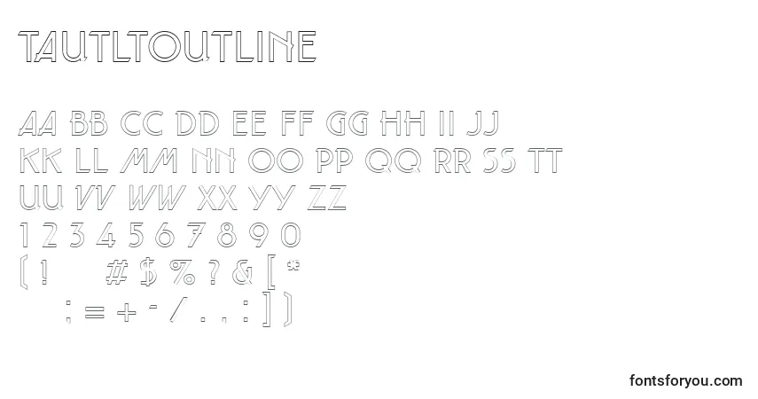 Шрифт TautLtOutline – алфавит, цифры, специальные символы