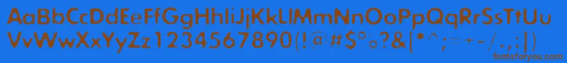 フォントExposureconerough – 茶色の文字が青い背景にあります。