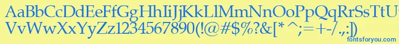 Palatinor-Schriftart – Blaue Schriften auf gelbem Hintergrund