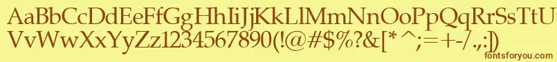 Palatinor-Schriftart – Braune Schriften auf gelbem Hintergrund
