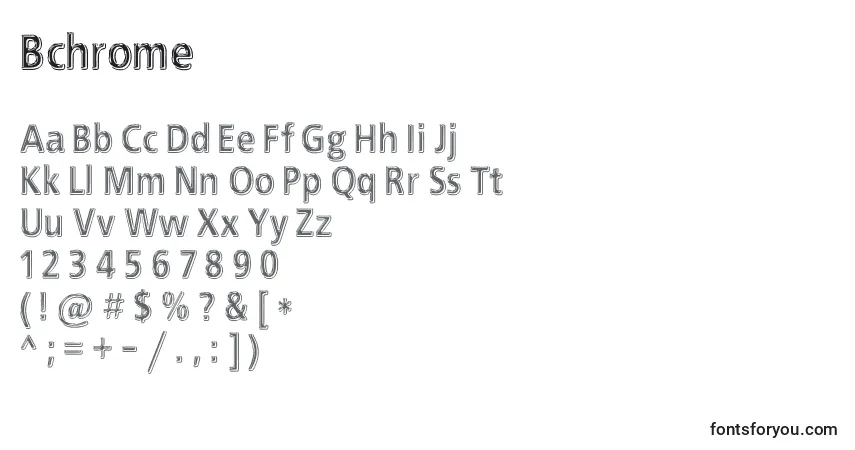 Bchrome-fontti – aakkoset, numerot, erikoismerkit