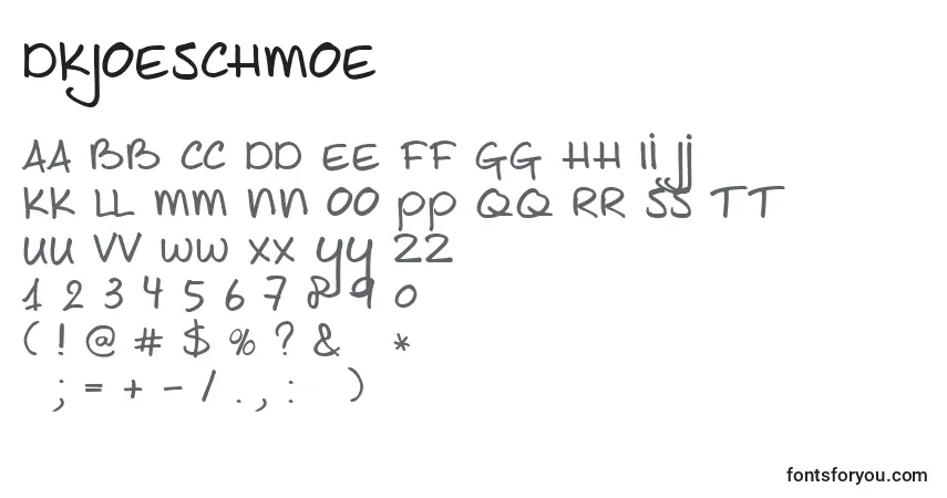 DkJoeSchmoe Font – alphabet, numbers, special characters