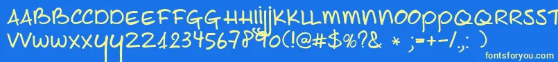 フォントDkJoeSchmoe – 黄色の文字、青い背景