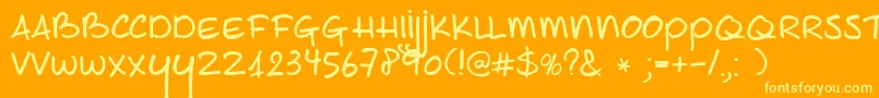 DkJoeSchmoe Font – Yellow Fonts on Orange Background