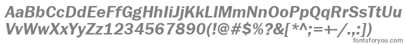 FranklingothdemiettItalic-fontti – harmaat kirjasimet valkoisella taustalla