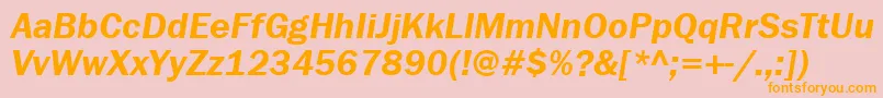 FranklingothdemiettItalic-Schriftart – Orangefarbene Schriften auf rosa Hintergrund