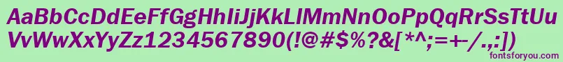 FranklingothdemiettItalic Font – Purple Fonts on Green Background