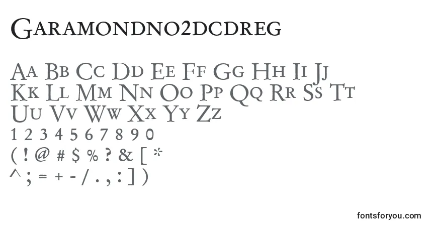 A fonte Garamondno2dcdreg – alfabeto, números, caracteres especiais
