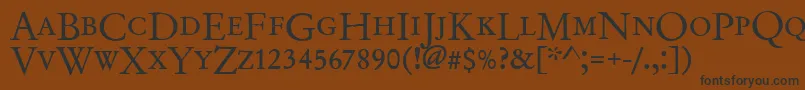 フォントGaramondno2dcdreg – 黒い文字が茶色の背景にあります