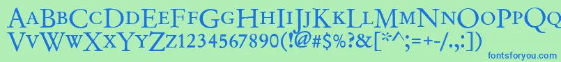 Garamondno2dcdregフォントについての詳細 フォントGaramondno2dcdreg – 青い文字は緑の背景です。