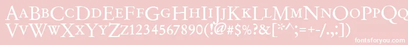 Weitere Informationen zur Garamondno2dcdreg-Schriftart Garamondno2dcdreg-Schriftart – Weiße Schriften auf rosa Hintergrund