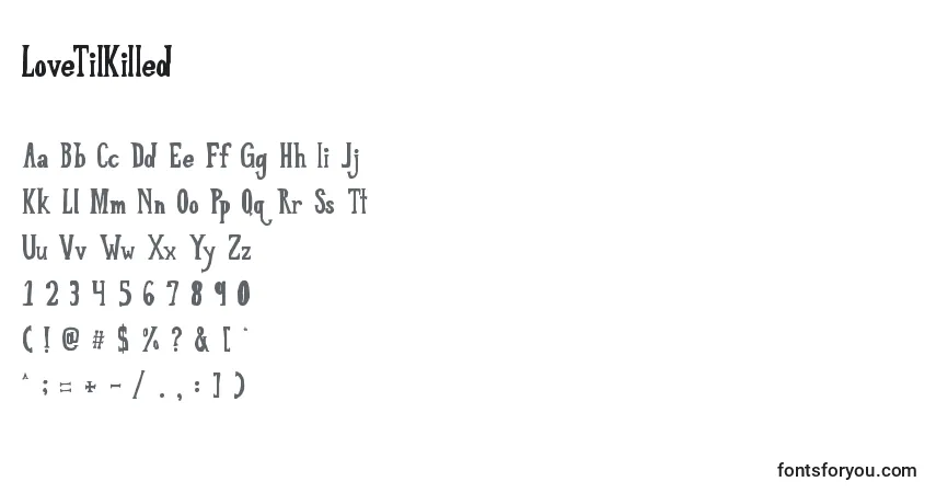 Schriftart LoveTilKilled (106210) – Alphabet, Zahlen, spezielle Symbole