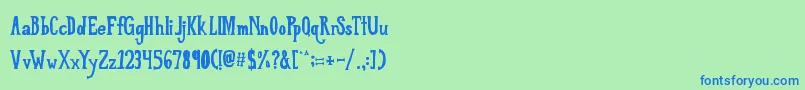 LoveTilKilled-Schriftart – Blaue Schriften auf grünem Hintergrund