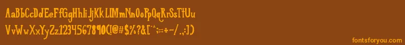 Weitere Informationen zur LoveTilKilled-Schriftart LoveTilKilled-Schriftart – Orangefarbene Schriften auf braunem Hintergrund