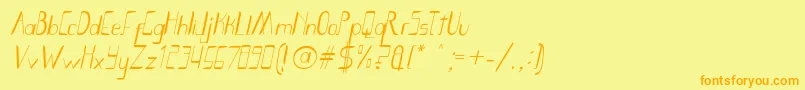 SmothBightItalicPorKustren Font – Orange Fonts on Yellow Background