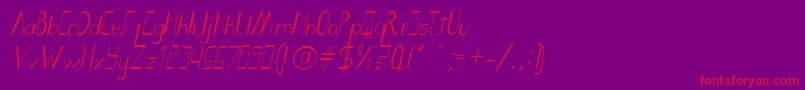 SmothBightItalicPorKustren-Schriftart – Rote Schriften auf violettem Hintergrund