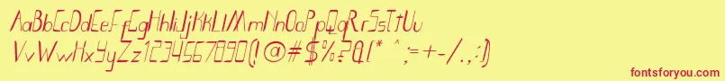 SmothBightItalicPorKustren Font – Red Fonts on Yellow Background