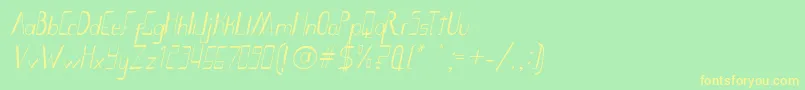 Fonte SmothBightItalicPorKustren – fontes amarelas em um fundo verde