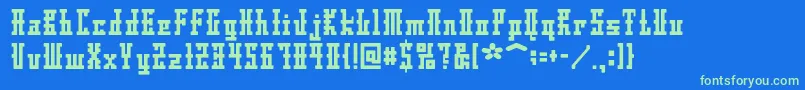 Dsayaksc-Schriftart – Grüne Schriften auf blauem Hintergrund