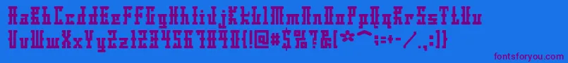 Dsayaksc-Schriftart – Violette Schriften auf blauem Hintergrund
