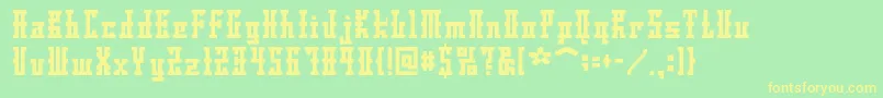 Dsayaksc-Schriftart – Gelbe Schriften auf grünem Hintergrund