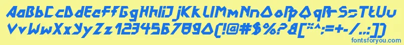 Czcionka DokterbryceBlackitalic – niebieskie czcionki na żółtym tle