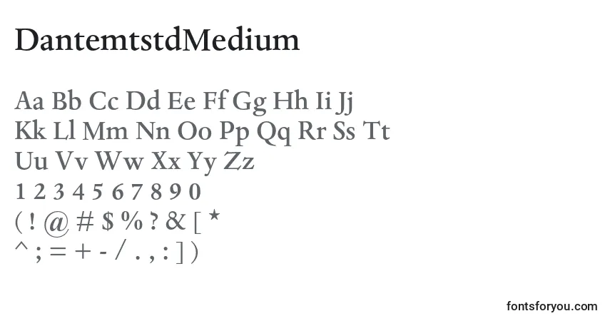 Czcionka DantemtstdMedium – alfabet, cyfry, specjalne znaki