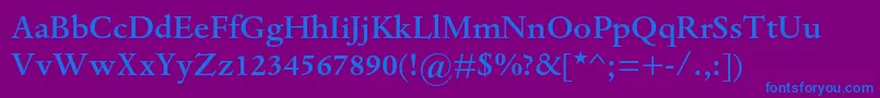 DantemtstdMedium-Schriftart – Blaue Schriften auf violettem Hintergrund