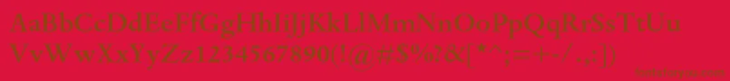 DantemtstdMedium-Schriftart – Braune Schriften auf rotem Hintergrund