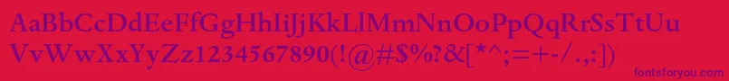 DantemtstdMedium Font – Purple Fonts on Red Background