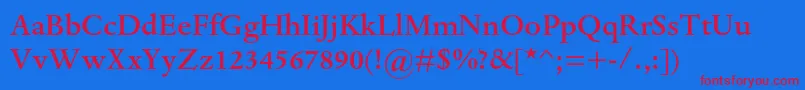 DantemtstdMedium Font – Red Fonts on Blue Background
