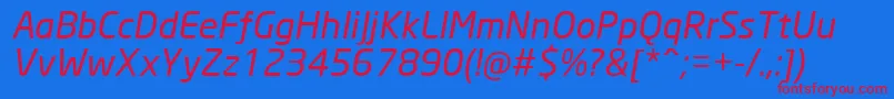 NeoSansCyrItalic Font – Red Fonts on Blue Background