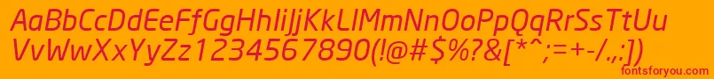 NeoSansCyrItalic-Schriftart – Rote Schriften auf orangefarbenem Hintergrund