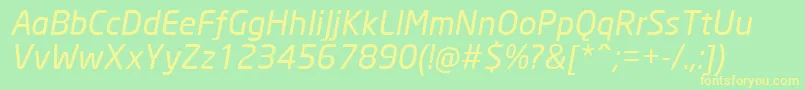 NeoSansCyrItalic Font – Yellow Fonts on Green Background