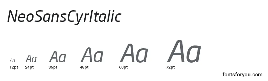 Размеры шрифта NeoSansCyrItalic