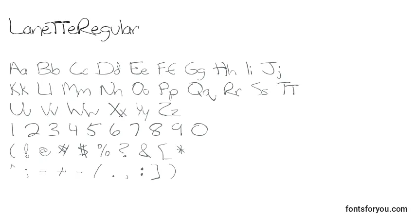 Schriftart LanetteRegular – Alphabet, Zahlen, spezielle Symbole