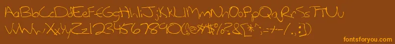 Weitere Informationen zur LanetteRegular-Schriftart LanetteRegular-Schriftart – Orangefarbene Schriften auf braunem Hintergrund