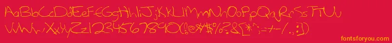 Weitere Informationen zur LanetteRegular-Schriftart LanetteRegular-Schriftart – Orangefarbene Schriften auf rotem Hintergrund